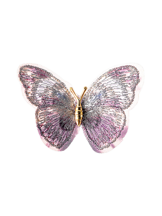 Large Brooch Violet Butterfly, Fabric Corsage Badge for Women Coat