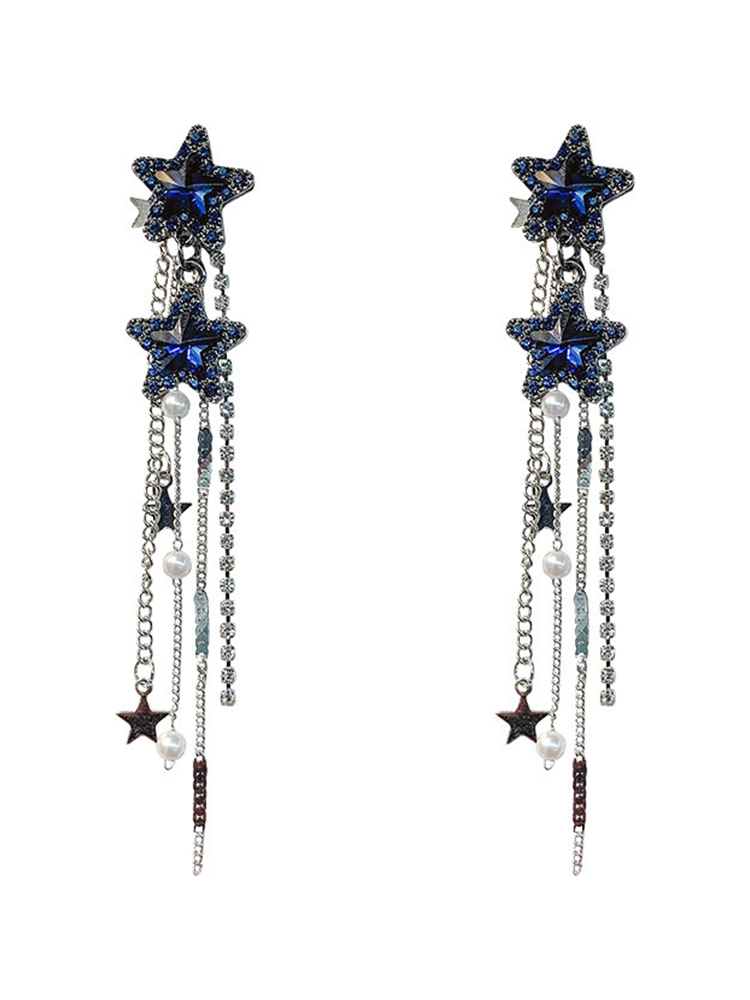 Star Pendant Dangle Earrings Llight Blue Star, Women Jewelry