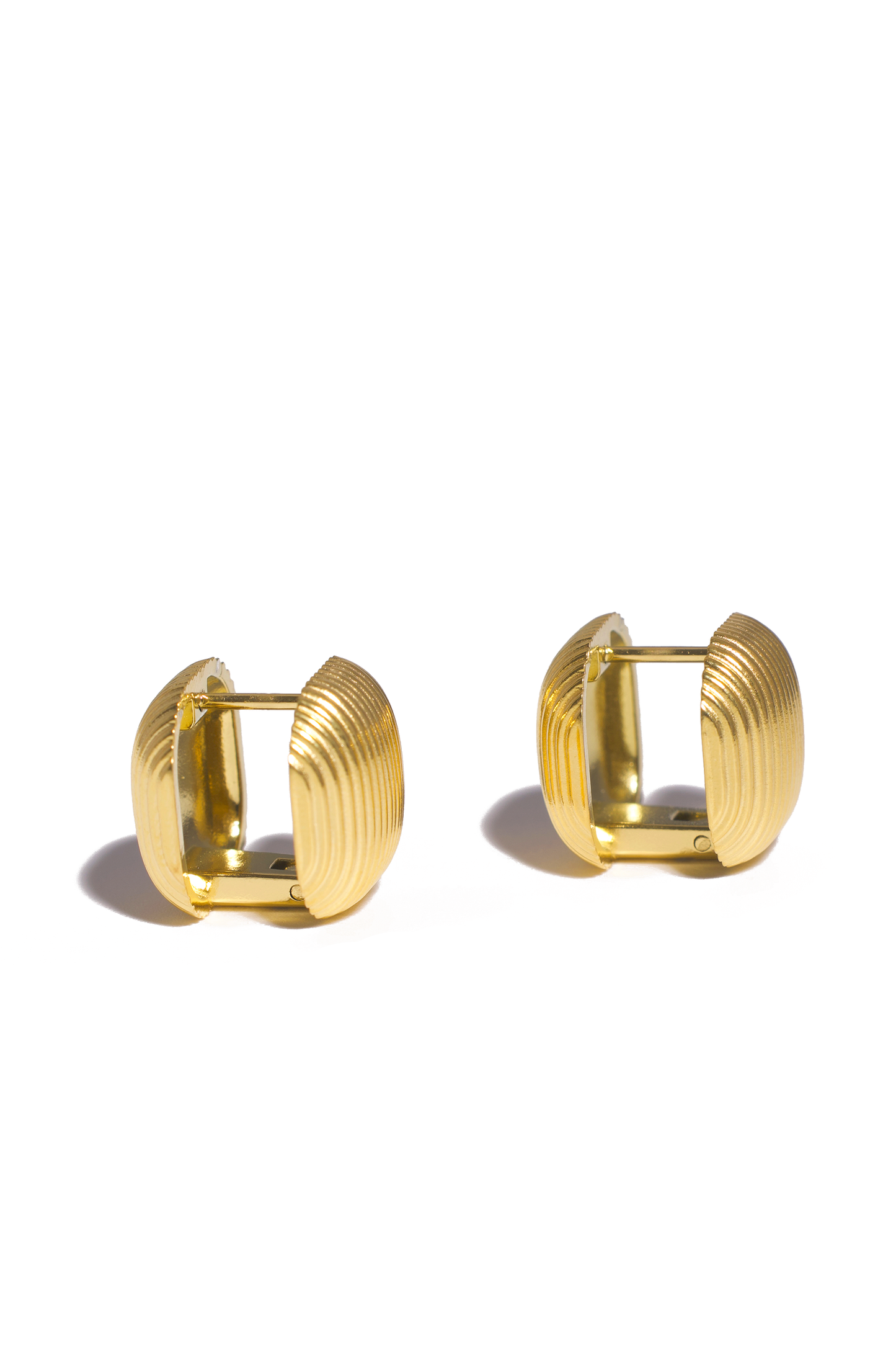 Golden Earrings, 18K Gold Plated Stainless Steel, Non-Tarnish "The Hamburger" Shape