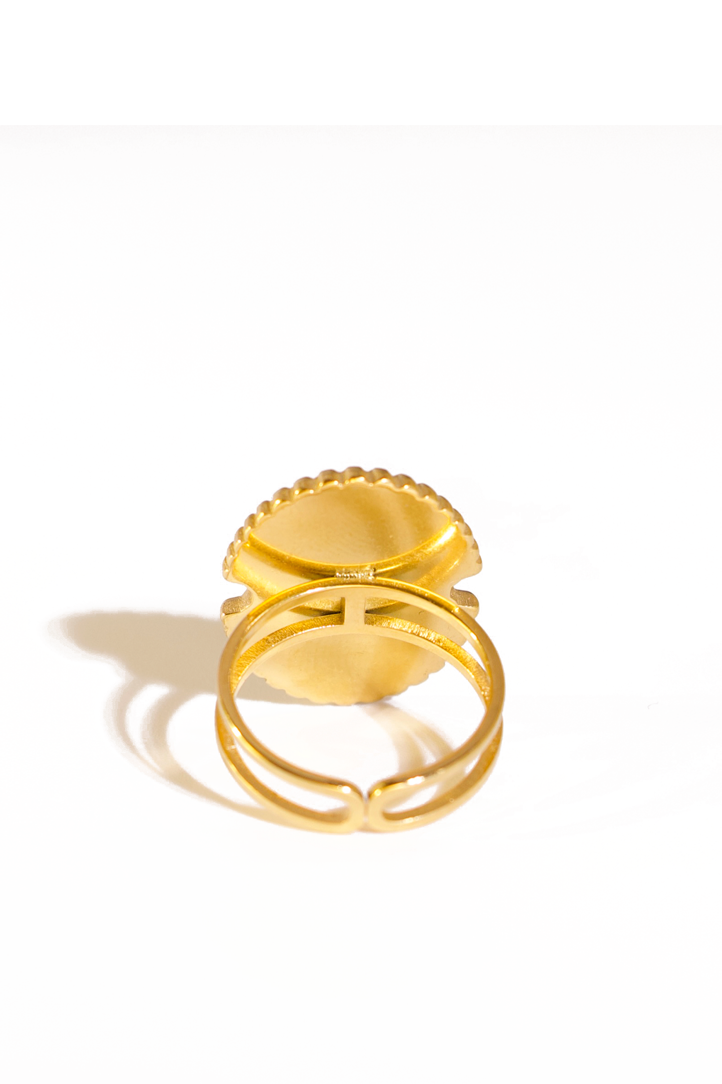 18K Gold Plated Vintage Oval Ring – Enamel Center, Stainless Steel