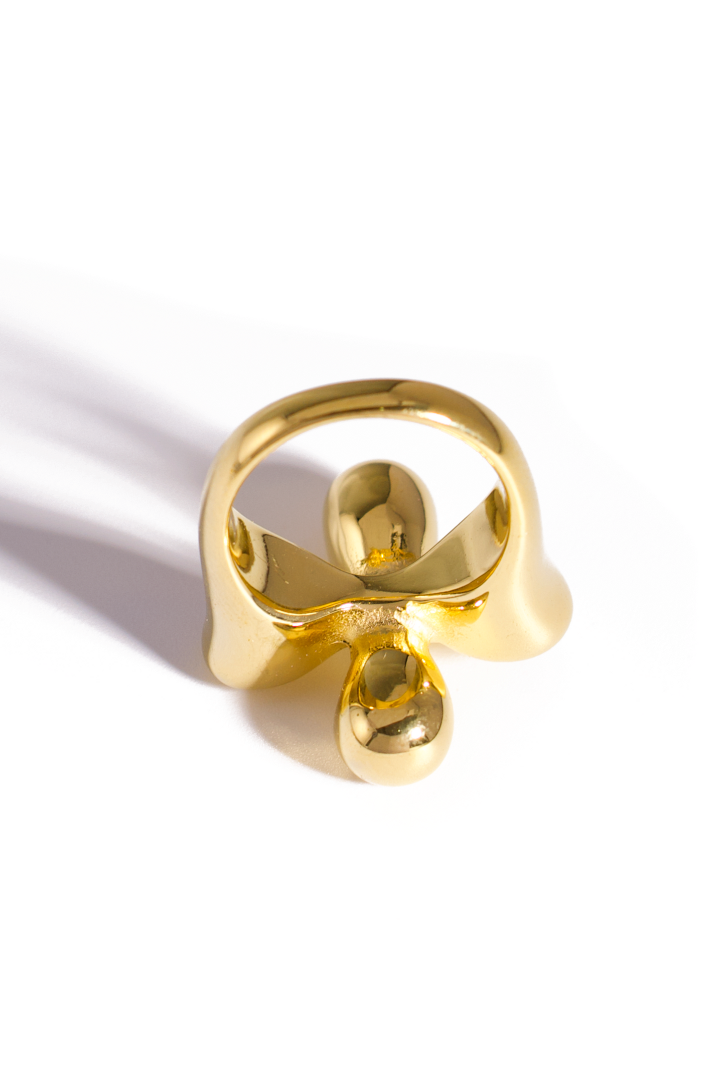[Ring] Bold 18K Gold-Plated Stainless Steel Statement Ring – Modern Artistic Design