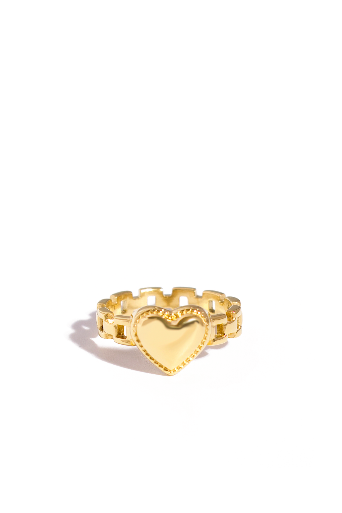 Heart Link Band Ring – 18K Gold & Silver Plated Options, Stainless Steel