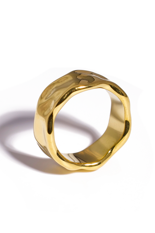 [Ring] Molten Wave 18K Gold-Plated Stainless Steel Ring
