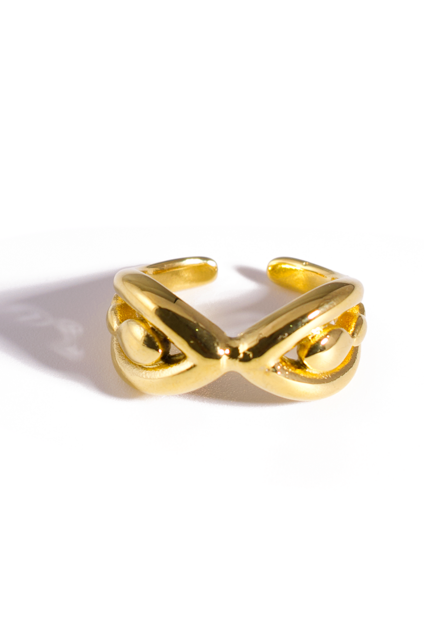 [Ring] 18K Gold Plated Stainless Steel Knot Ring – Minimalist Open Band Statement Jewelry for Women