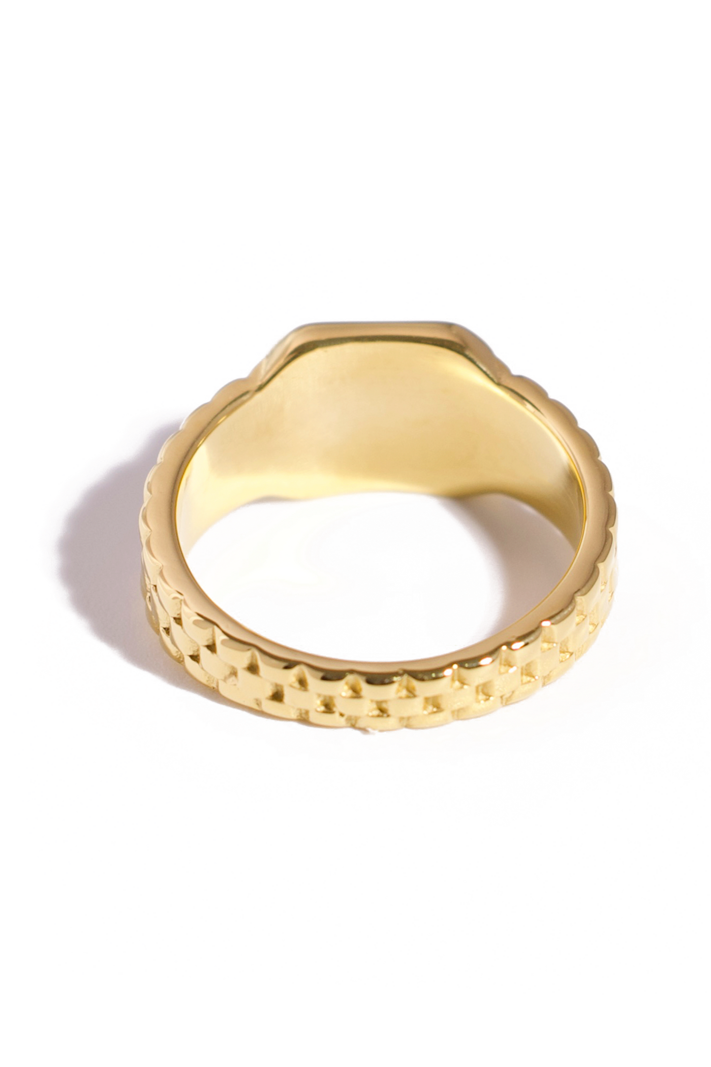 [Ring] Watch Band Inspired Signet Ring – 18K Gold Plated, Stainless Steel