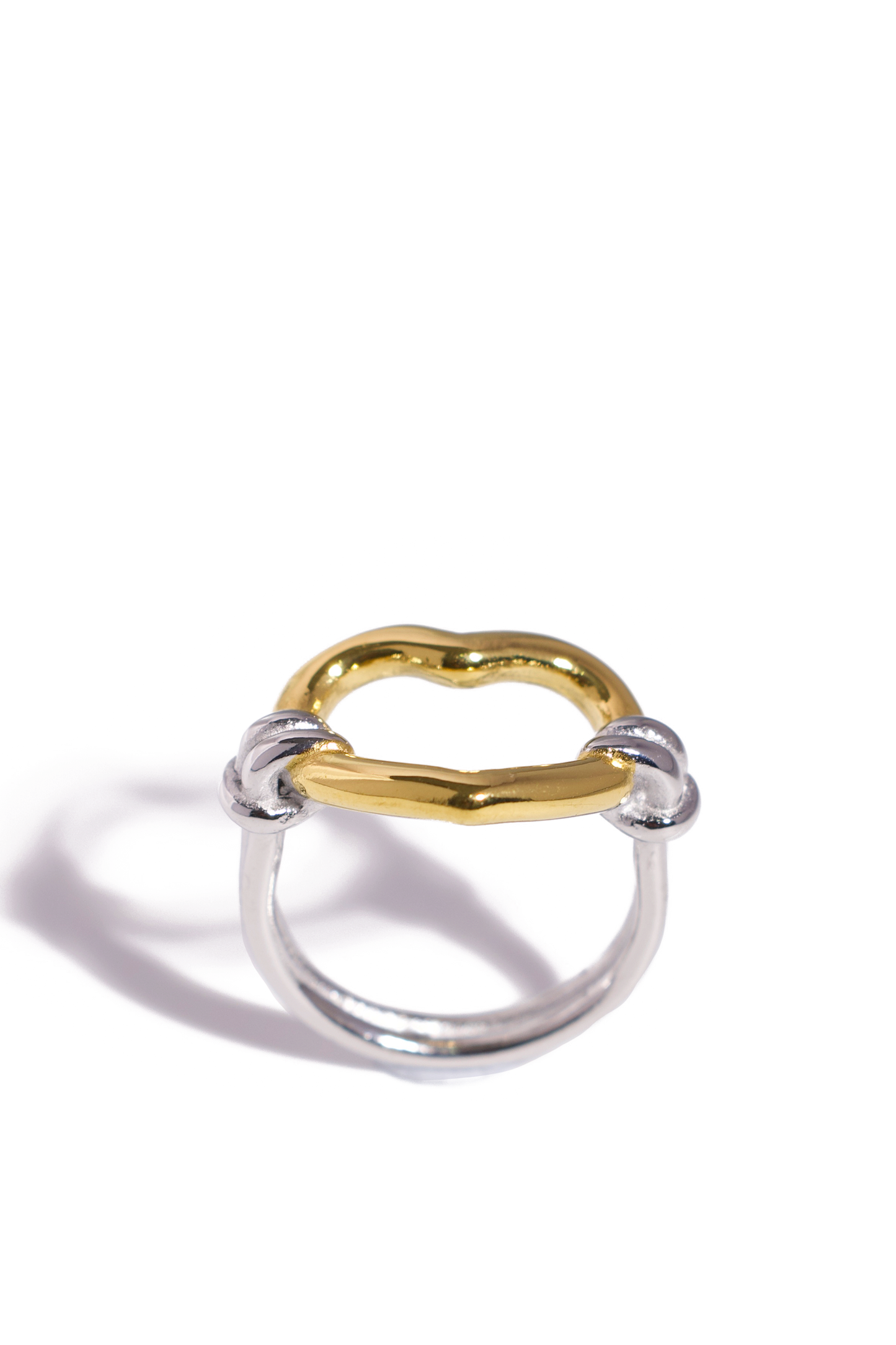 [Ring] Two-Tone Open Heart Ring – Modern Love Statement, Stainless Steel