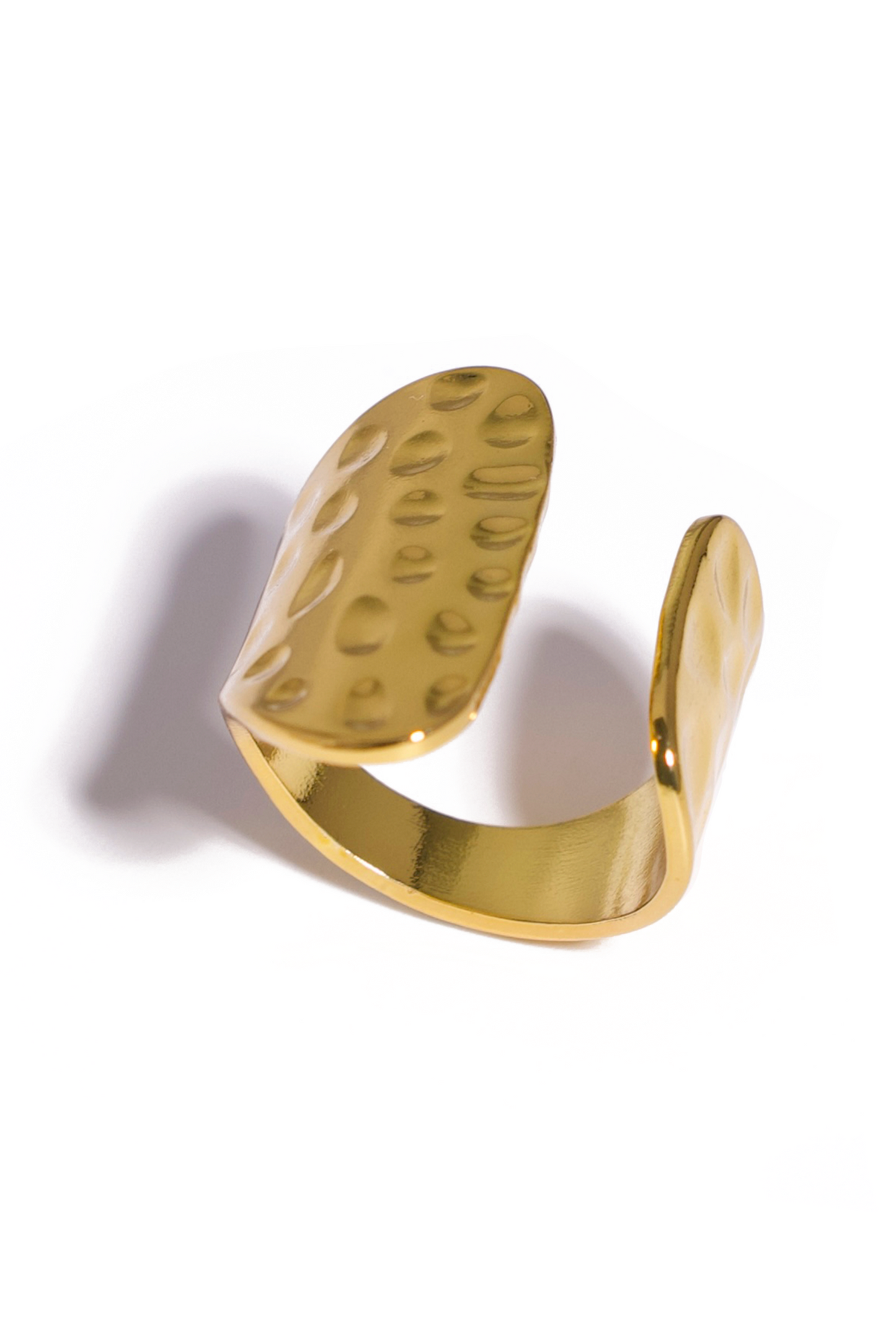 [Ring] Aurora Hammered Open Ring – 18K Gold Plated Stainless Steel Statement Band