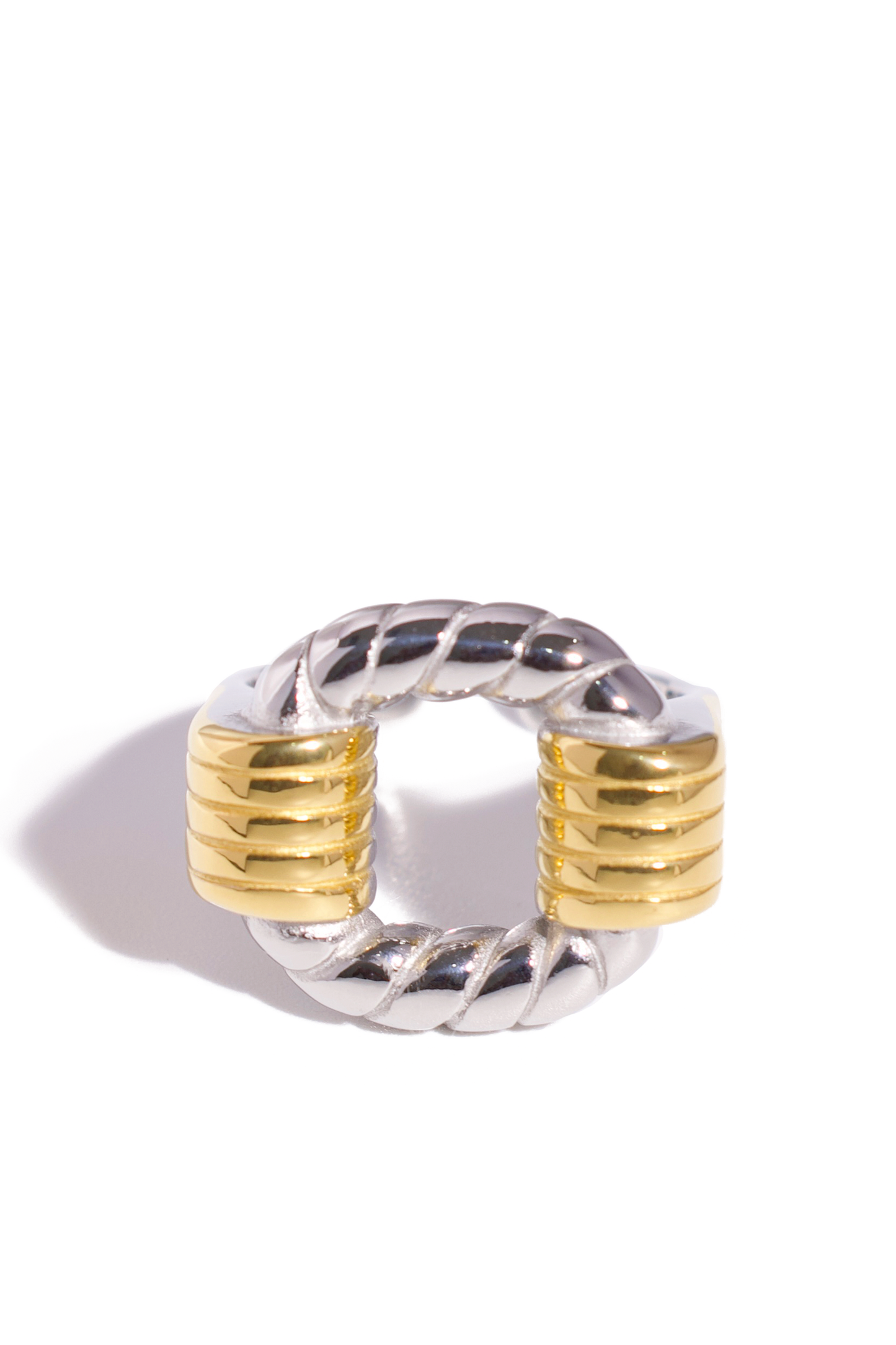 [Ring] Urban Chic Dual-Tone Statement Ring, Stainless Steel 18K Gold-Plated