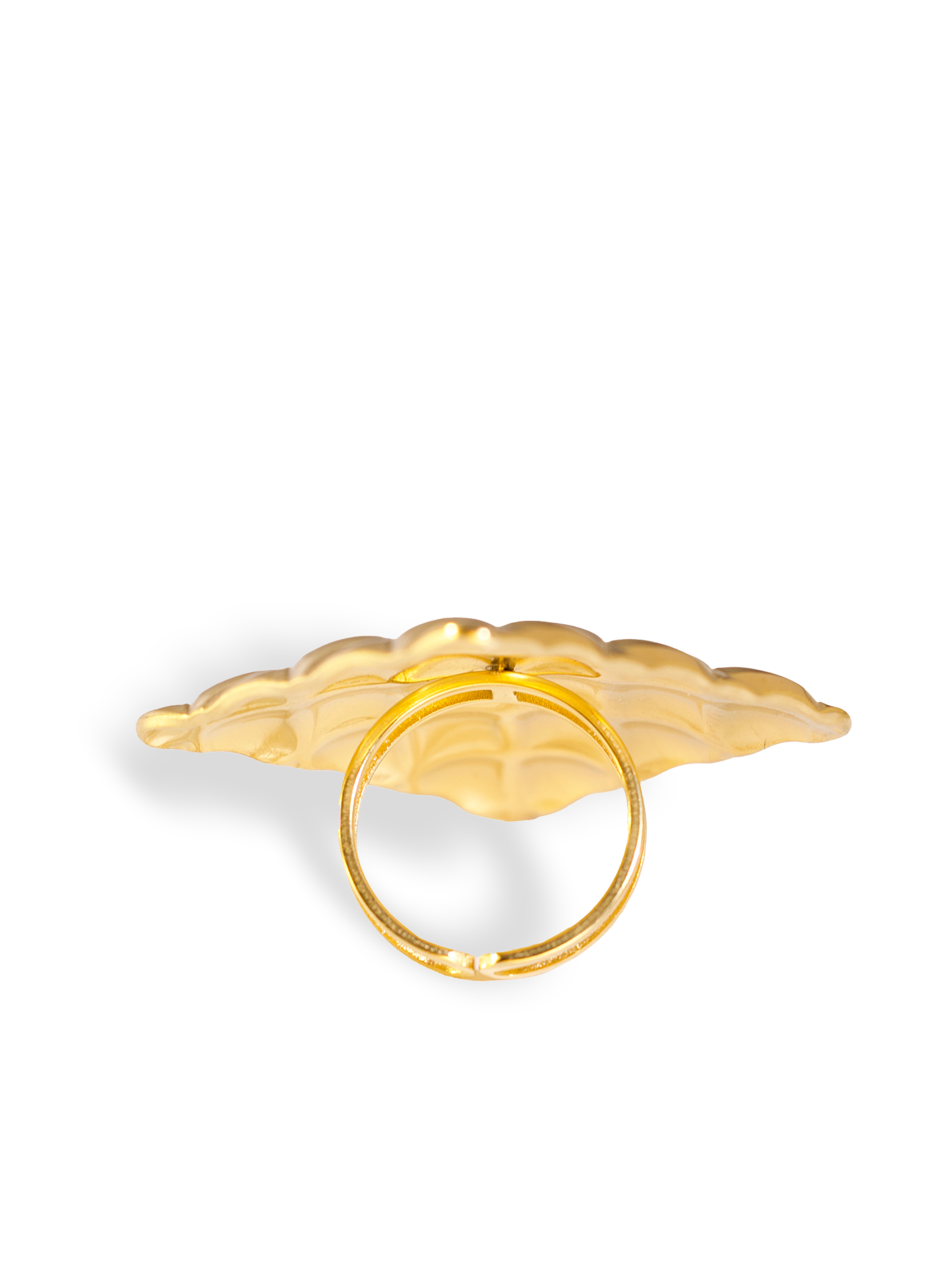 18K Gold Plated Quilted Statement Ring – Wide Band Adjustable Design