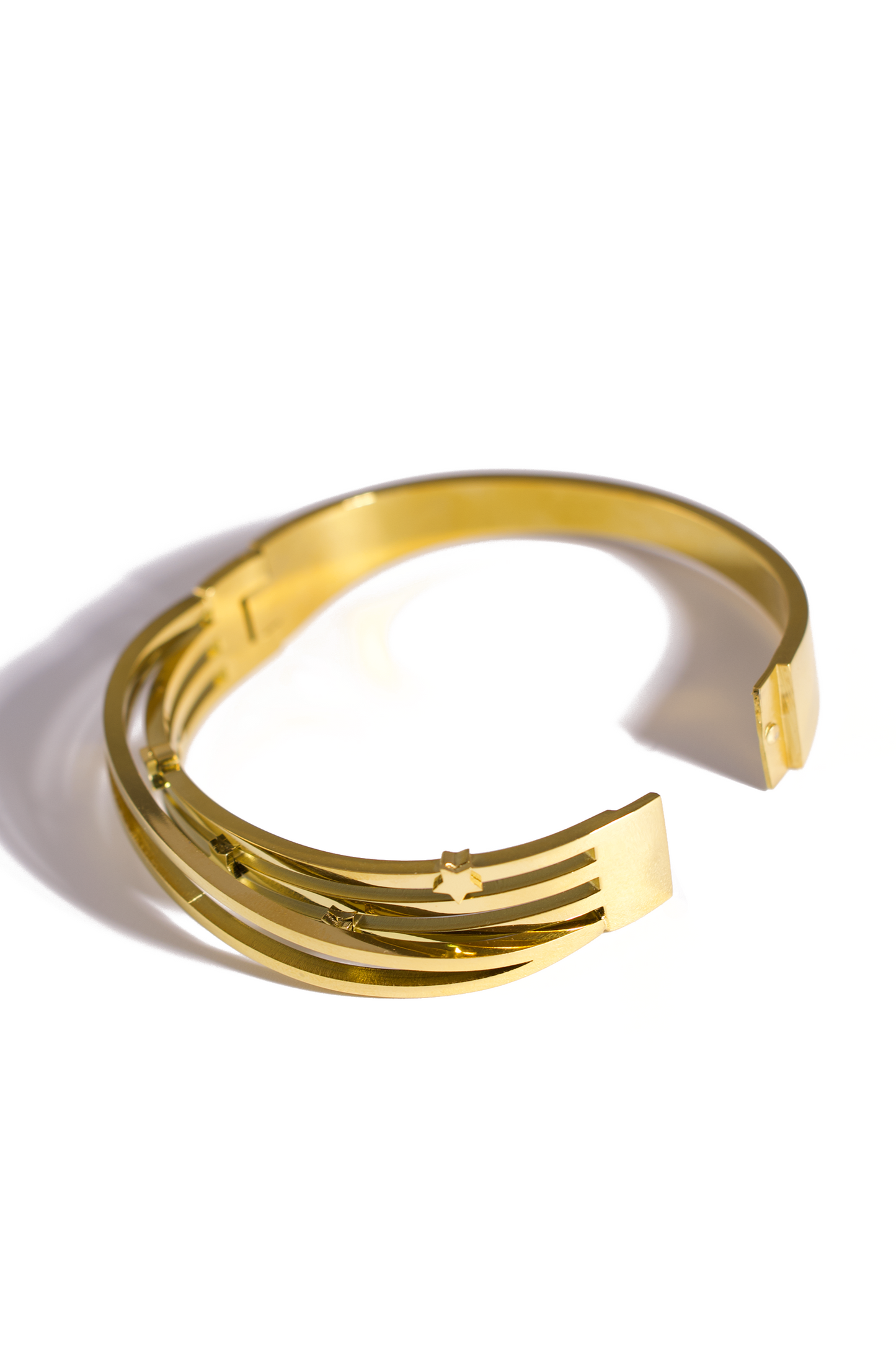 [Bracelet] 18K Gold Plated Layered Star Bangle Bracelet for Women, Stainless Steel
