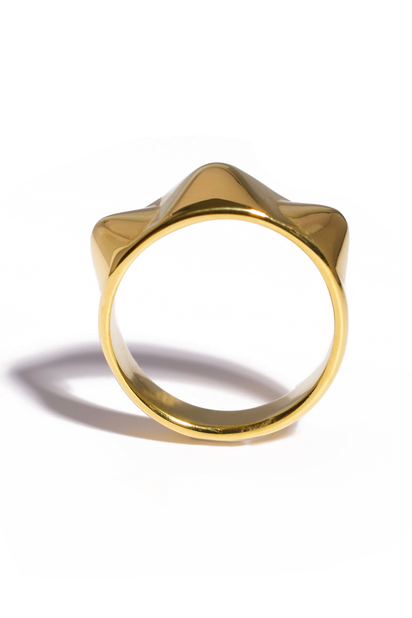 [Ring] 18K Gold-Plated Stainless Steel Pyramid Dome Ring – Minimalist Geometric Statement Jewelry