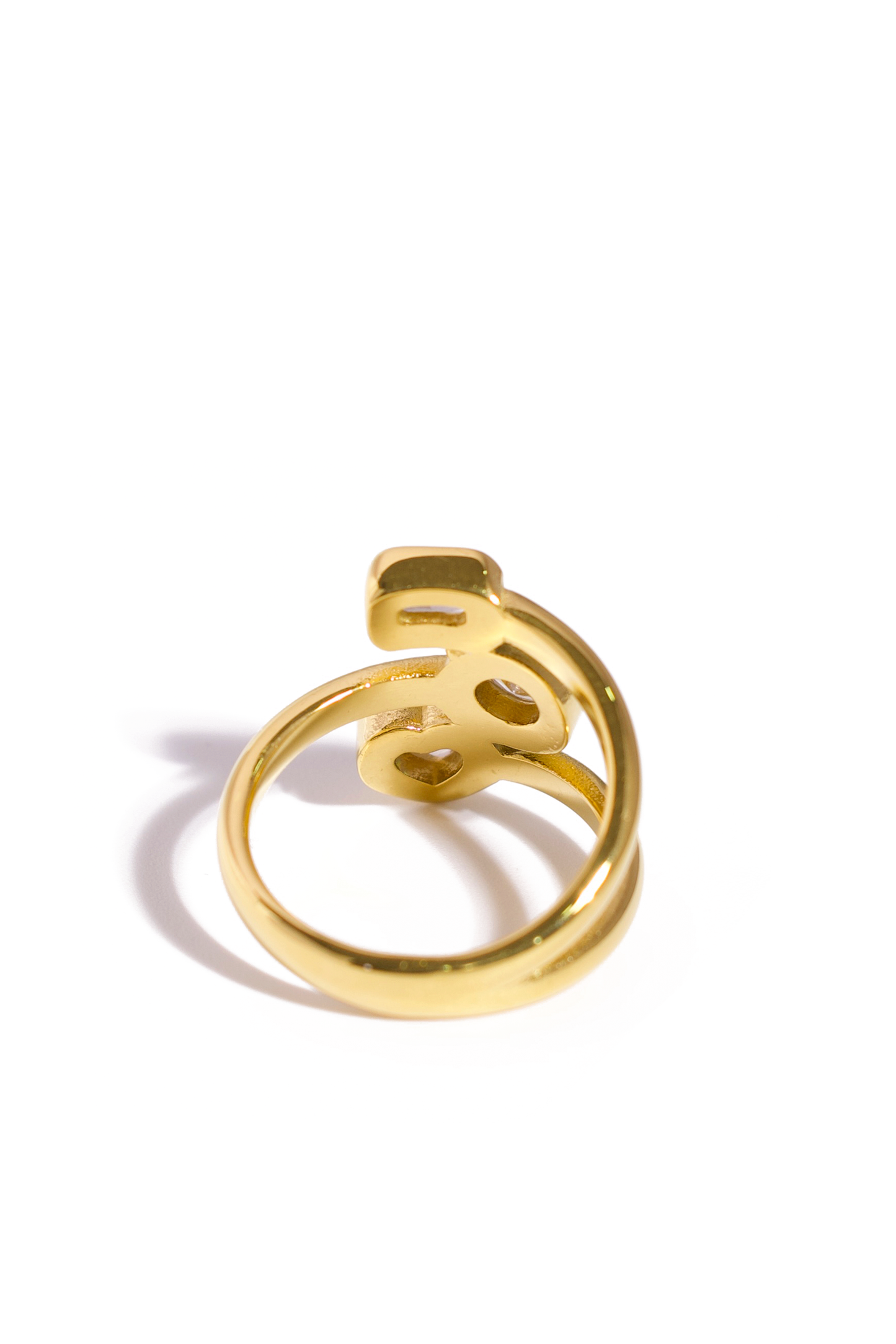 [Ring] Triple Sparkle Ring – 18K Gold Plated Stainless Steel with Clear Zirconia