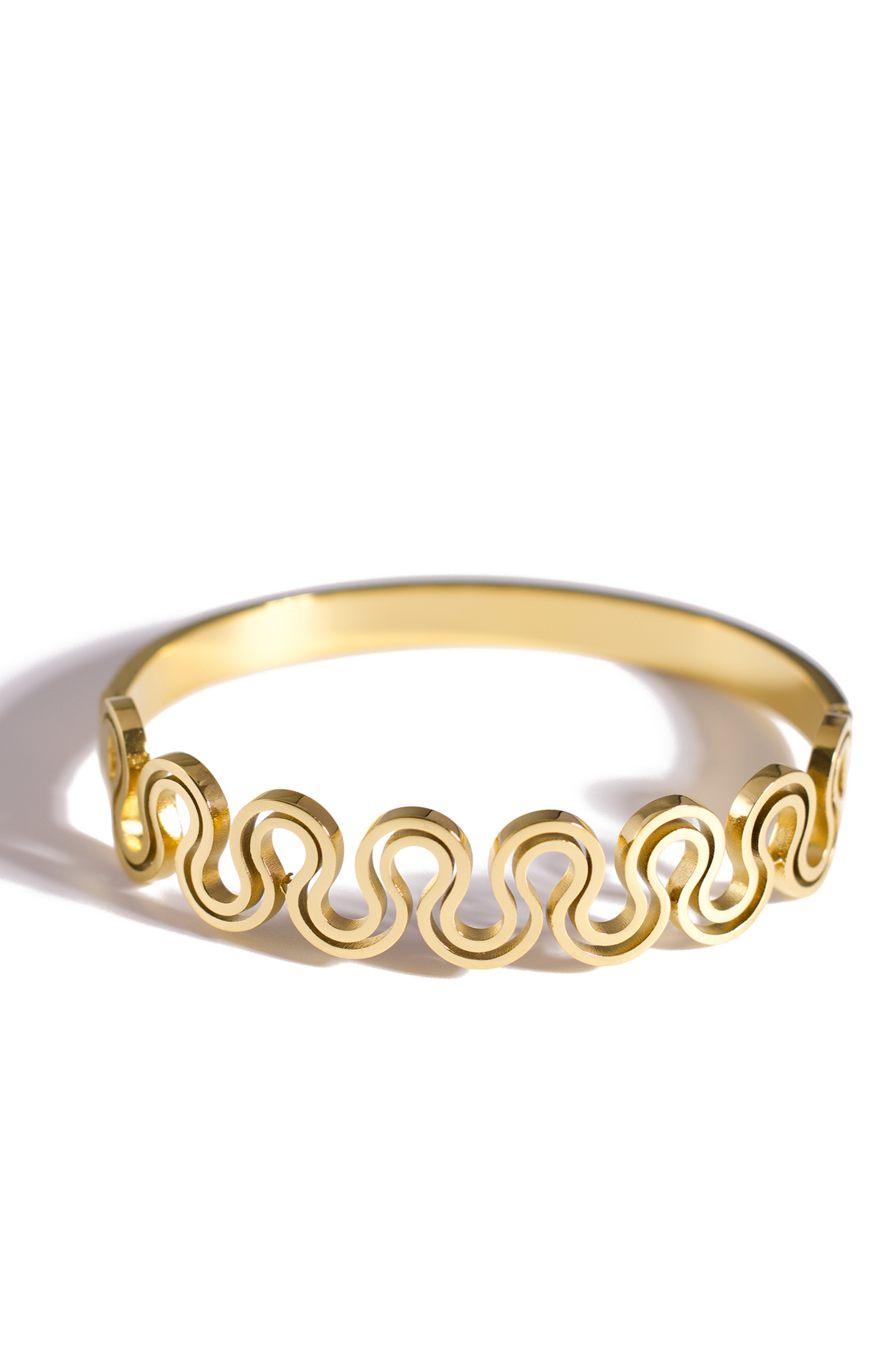 [Bracelet] Wave Link Gold Bangle – Modern Flow Design in Stainless Steel