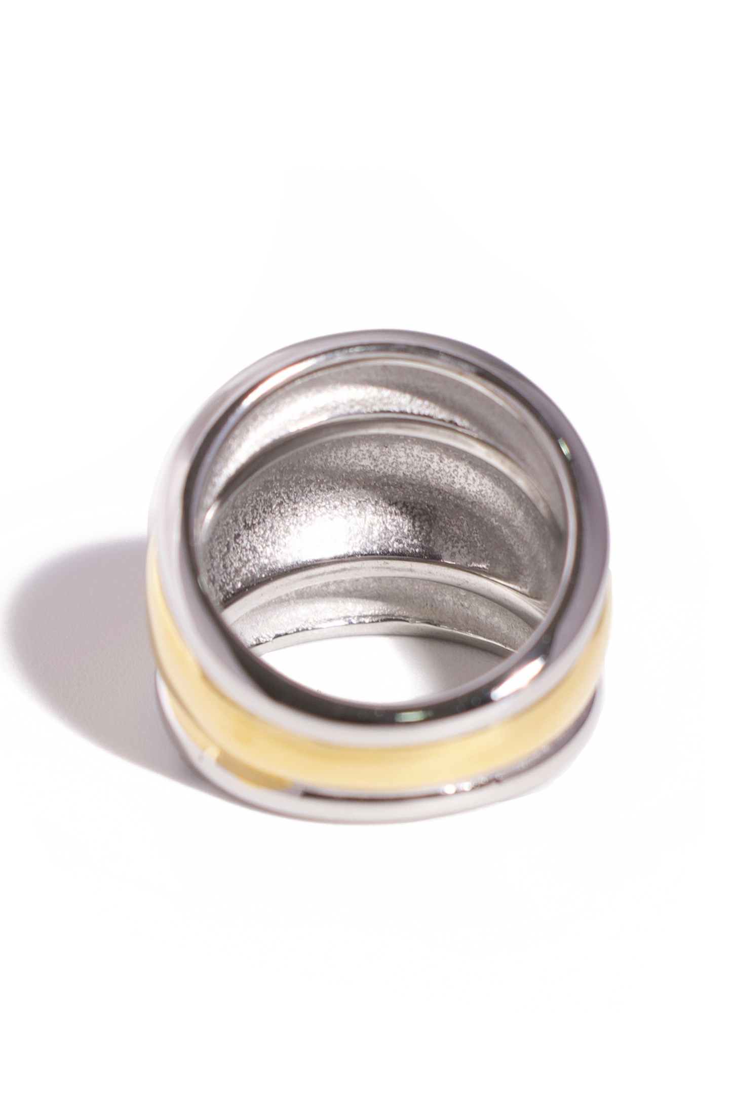 [Ring] Bold Duo-Tone Dome Ring – 18K Gold Plated Stainless Steel
