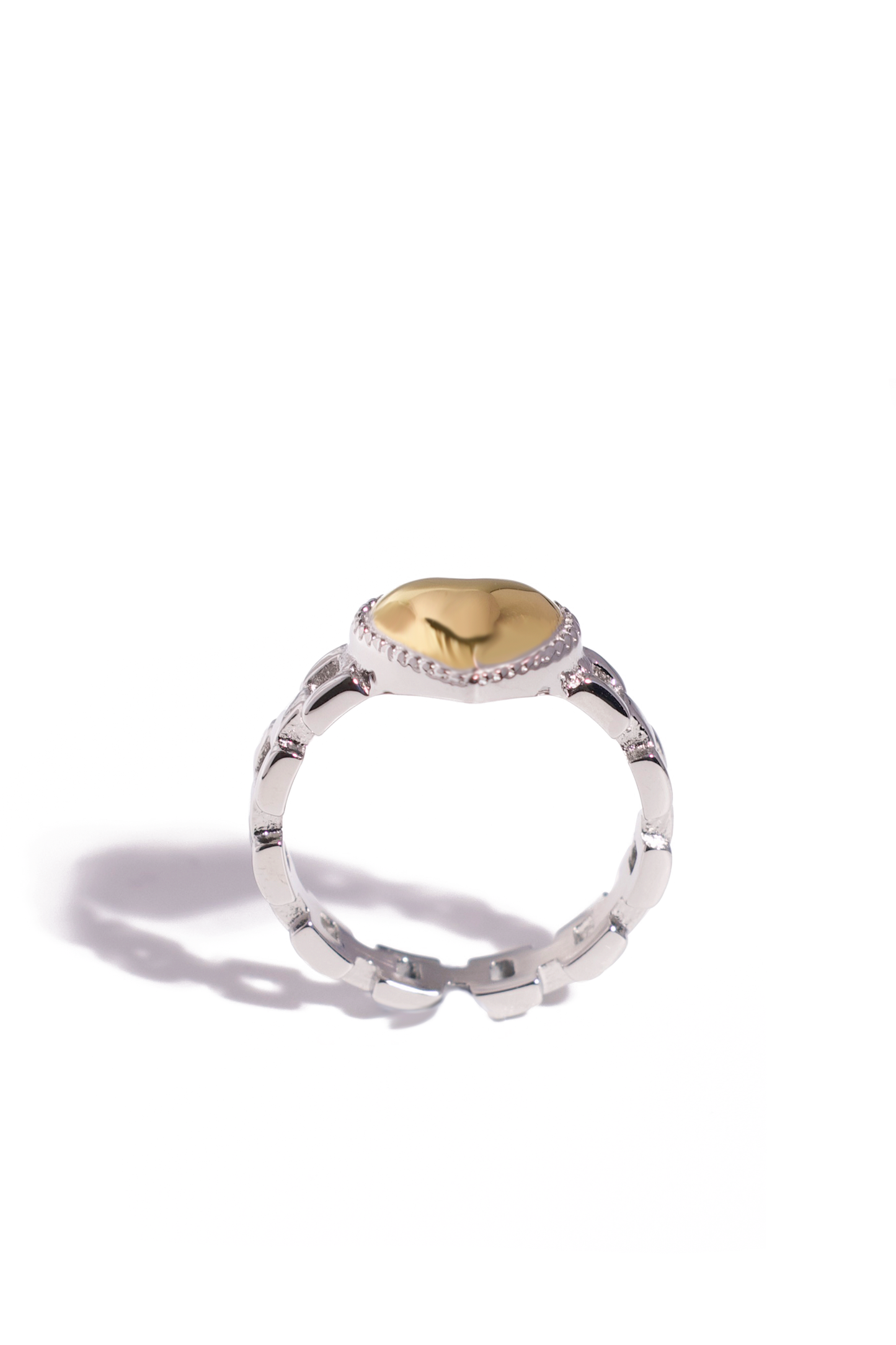 Heart Link Band Ring – 18K Gold & Silver Plated Options, Stainless Steel