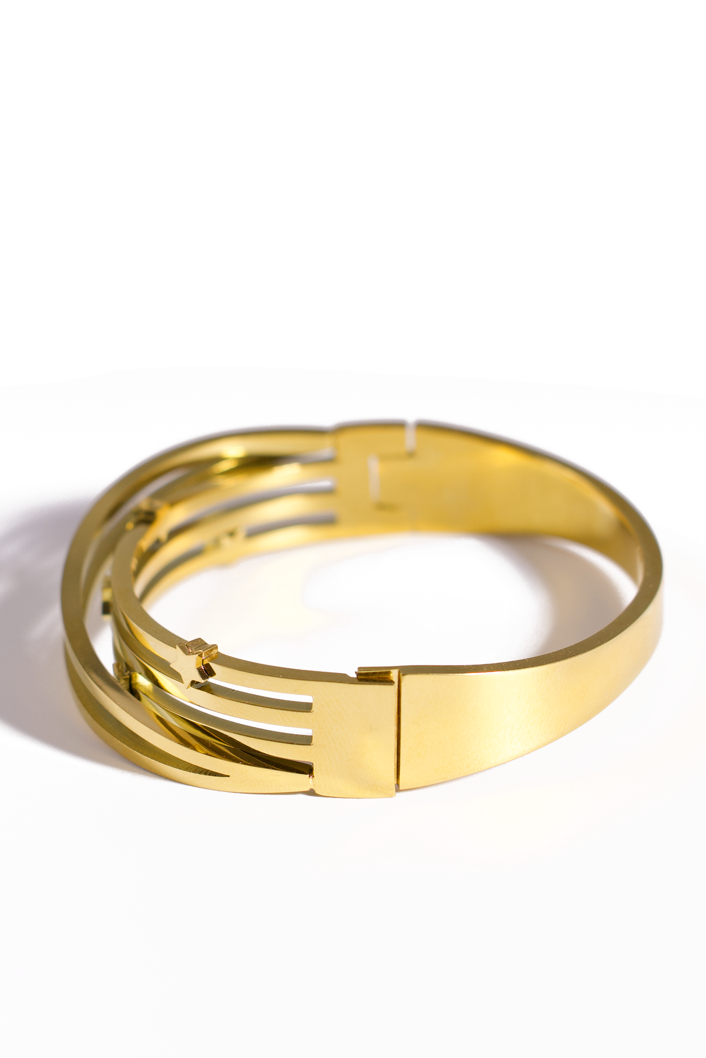 [Bracelet] 18K Gold Plated Layered Star Bangle Bracelet for Women, Stainless Steel