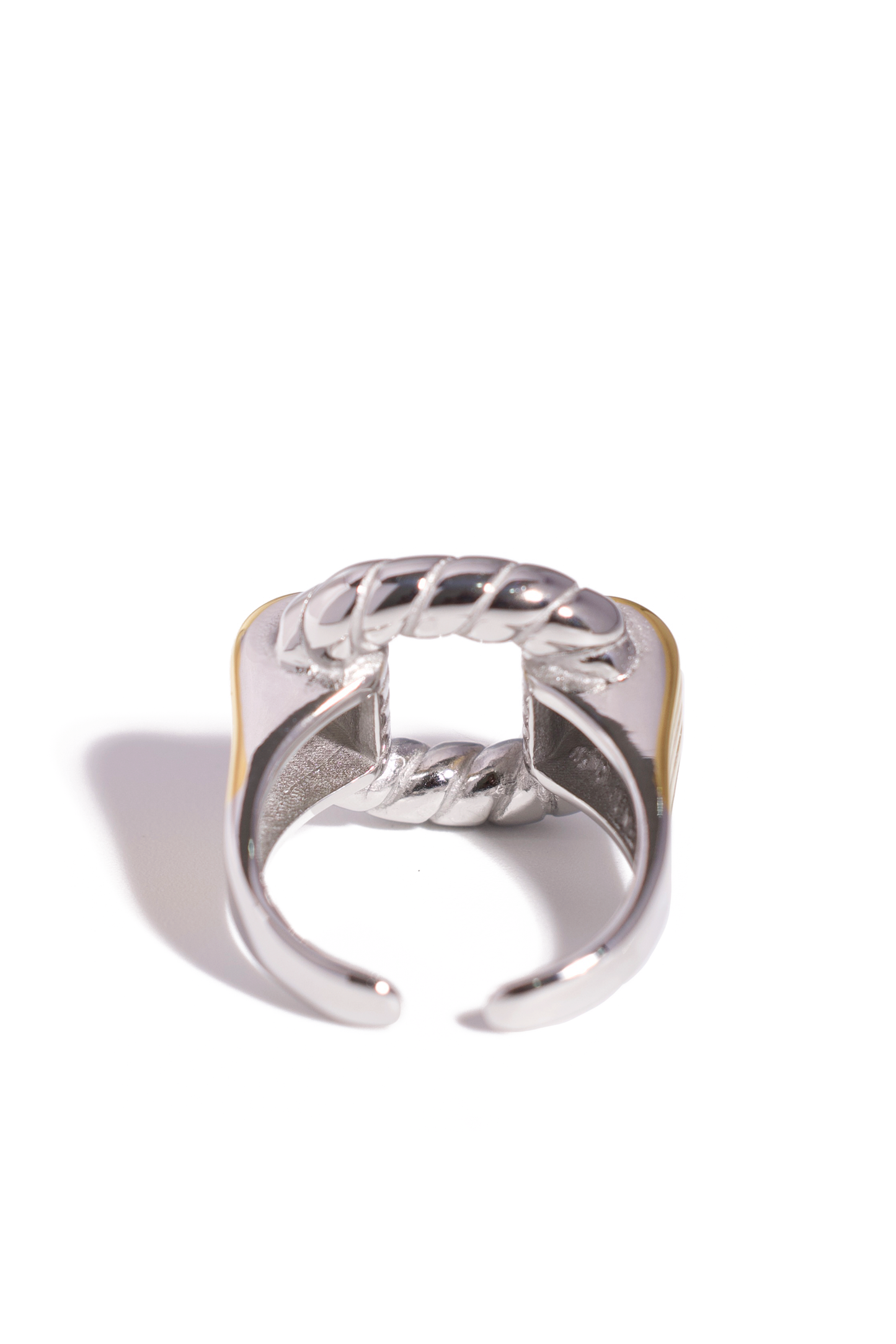 [Ring] Urban Chic Dual-Tone Statement Ring, Stainless Steel 18K Gold-Plated
