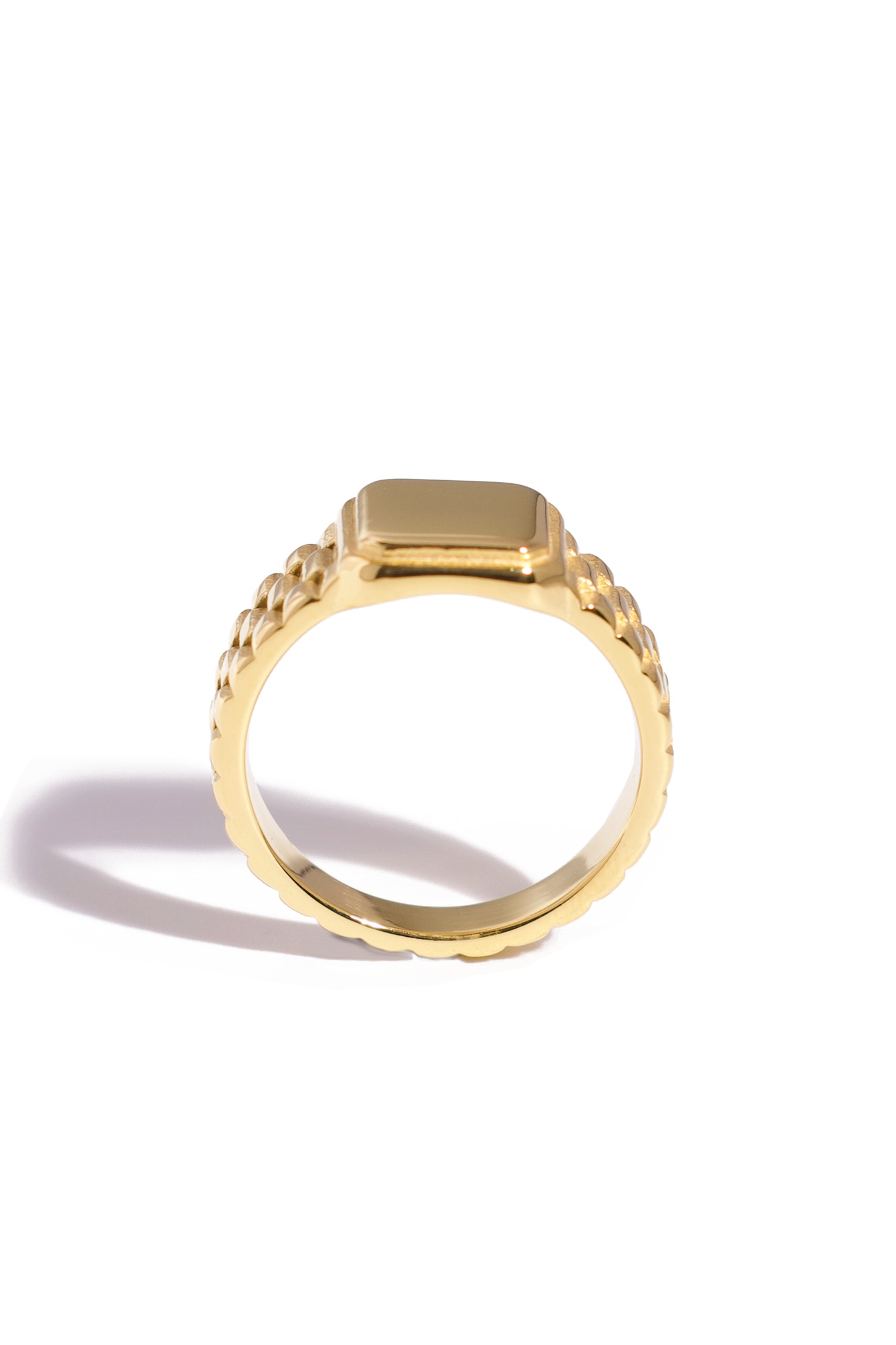 [Ring] Watch Band Inspired Signet Ring – 18K Gold Plated, Stainless Steel