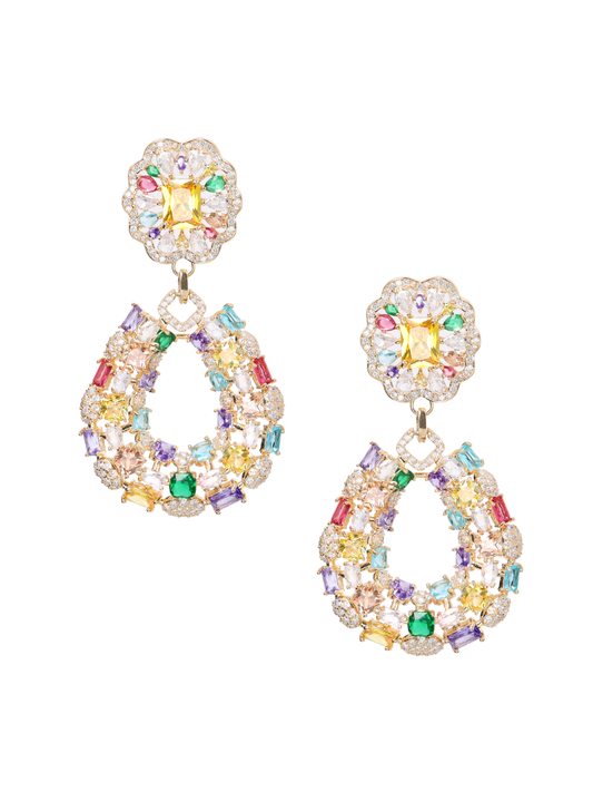 Dangle Earrings The Classic Colorful "Church Window" Design Multiple Premium Zirconia Inlaid