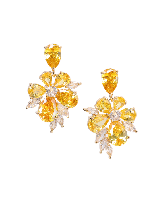 Earrings "The Yellow Flower" Premium Zirconia