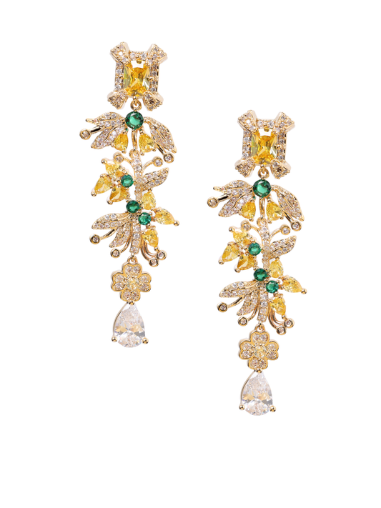 Dangle Earrings The Bouquet Design Premium Zirconia