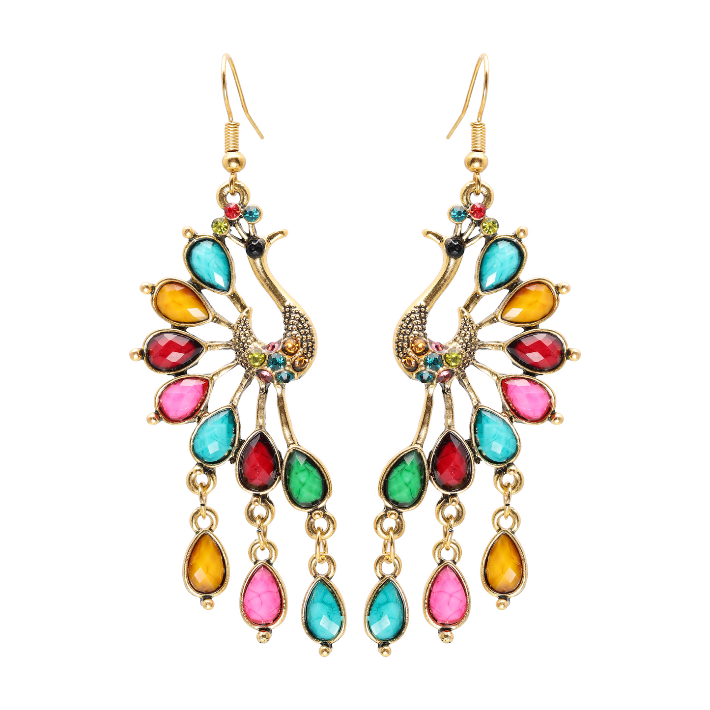 Peacock Dangle Earrings Multi Color