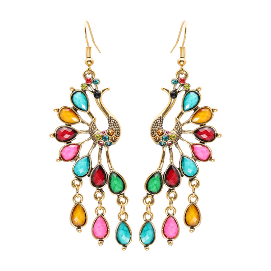 Peacock Dangle Earrings Multi Color