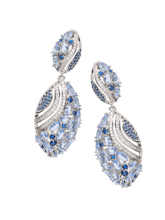 Dangle Earrings The Eastern Design Premium Light Blue Zirconia Inlaid