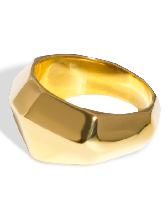 [Ring] Golden Ring, 18K Gold Plated Stainless Steel, Non-Tarnish Chunky Band Ring