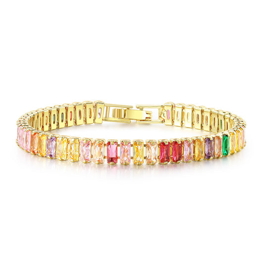 Multi Color Bracelet Square Premium Zirconia, Unisex