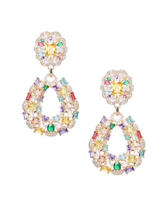 Dangle Earrings The Classic Colorful "Church Window" Design Multiple Premium Zirconia Inlaid
