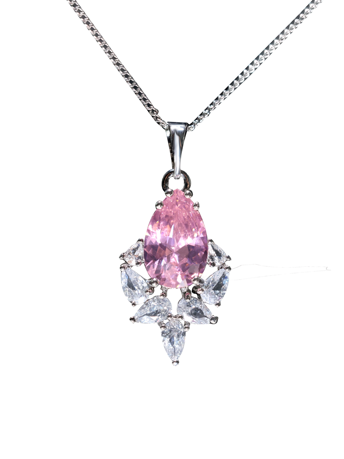 Flower Pink Lady Pendant Necklace, Women Jewelry