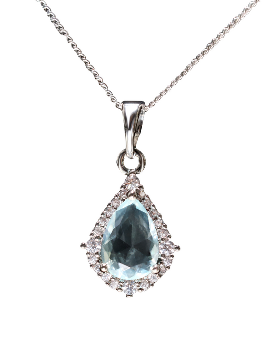 Glaciers Water Drop Pendant Necklace, Light Blue, Women Jewelry